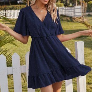 Swiss Dot Wrap A-line Dress
